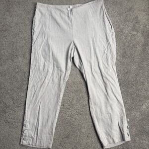 J. Jill Women's Large Linen Stretch Gray Pants Cropped Zipper
